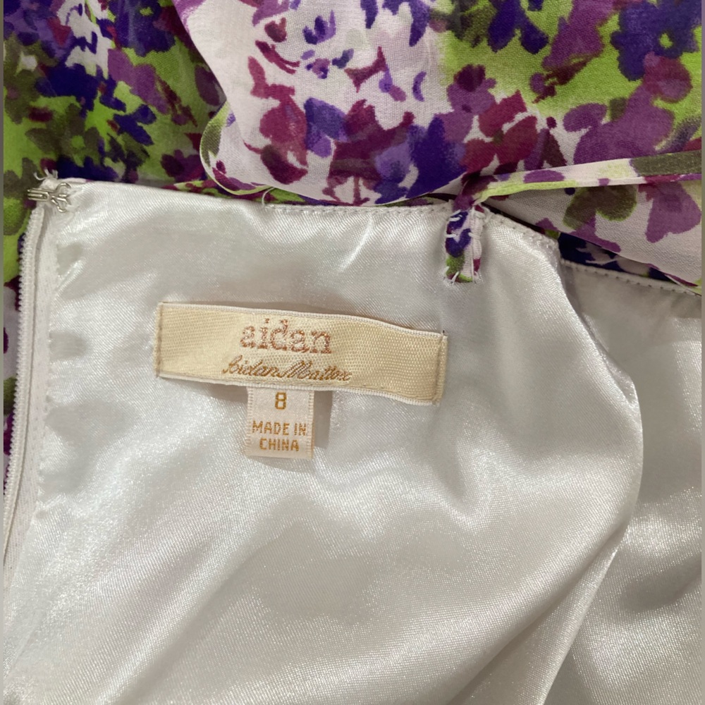 Aidan Mattox Purple and Green Floral Maxi Dress - Picture 8 of 8
